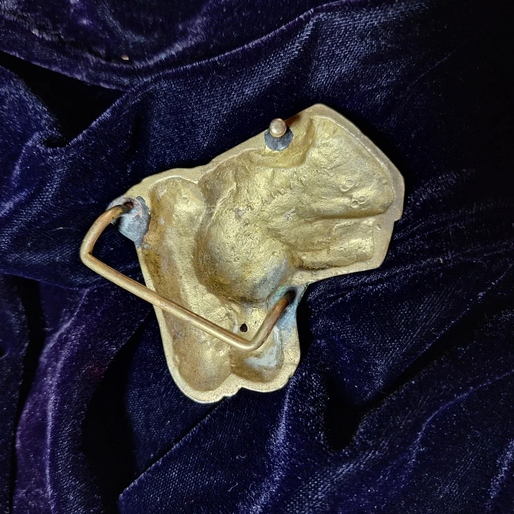 Solid Brass 2 Horse Head Belt Buckle